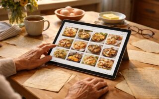 centralisez toutes vos recettes de famille scannées sur votre tablette tactile microsoft surface pour un accès facile et rapide en cuisine.