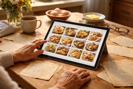 centralisez toutes vos recettes de famille scannées sur votre tablette tactile microsoft surface pour un accès facile et rapide en cuisine.