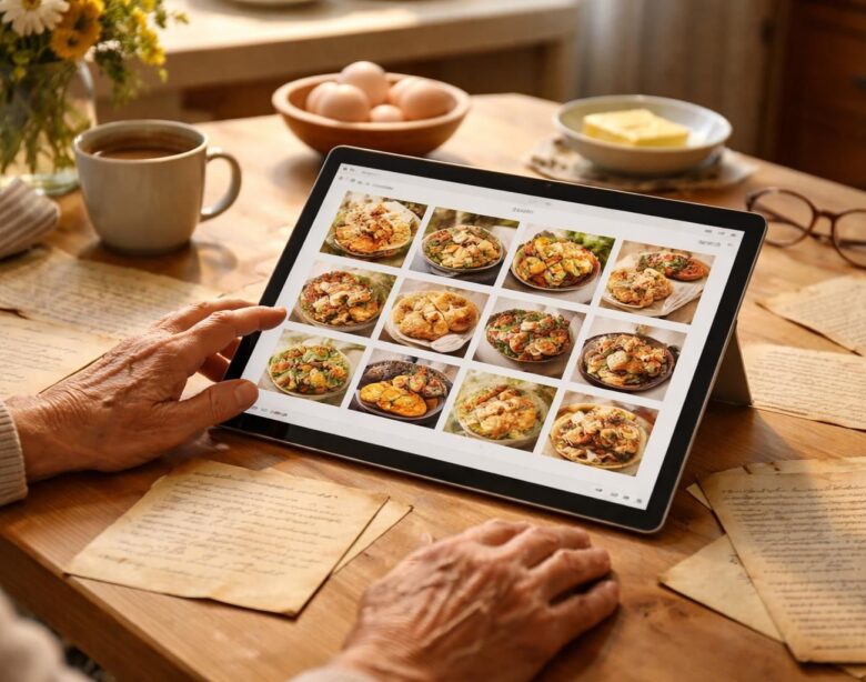 centralisez toutes vos recettes de famille scannées sur votre tablette tactile microsoft surface pour un accès facile et rapide en cuisine.