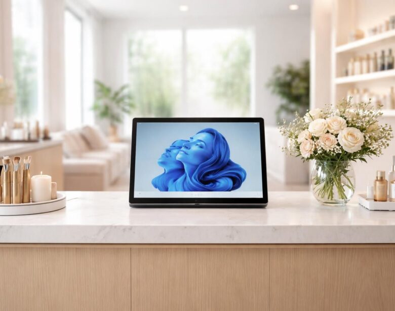 découvrez comment installer une tablette windows au comptoir de votre salon de beauté de manière élégante et sans câbles visibles pour une expérience client fluide et moderne.